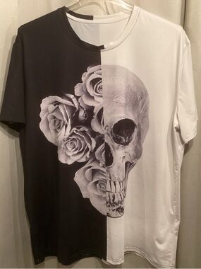 Men’s White Gothic Stretch Polyester-Spandex Tee - XXL